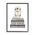 Stupell Industries Blooming White Floral Display on Glam Designer Bookstack Wall Art, 11 x 14, Black Framed