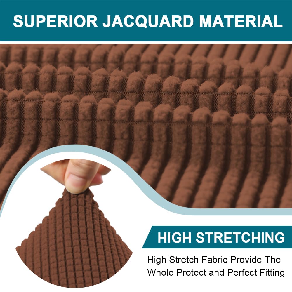 Turquoize 3 Piece T Cushion Loveseat Slipcovers Sofa Cover For 2 Cushion Couch Cover Washable Sofa Slip Cover Furniture Covers With 2 Individual T Cushion Seat Covers (2 Cushion Loveseat,Caramel)