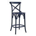 Modway Gear X-Back Wood Counter Bar Stool In Midnight Blue