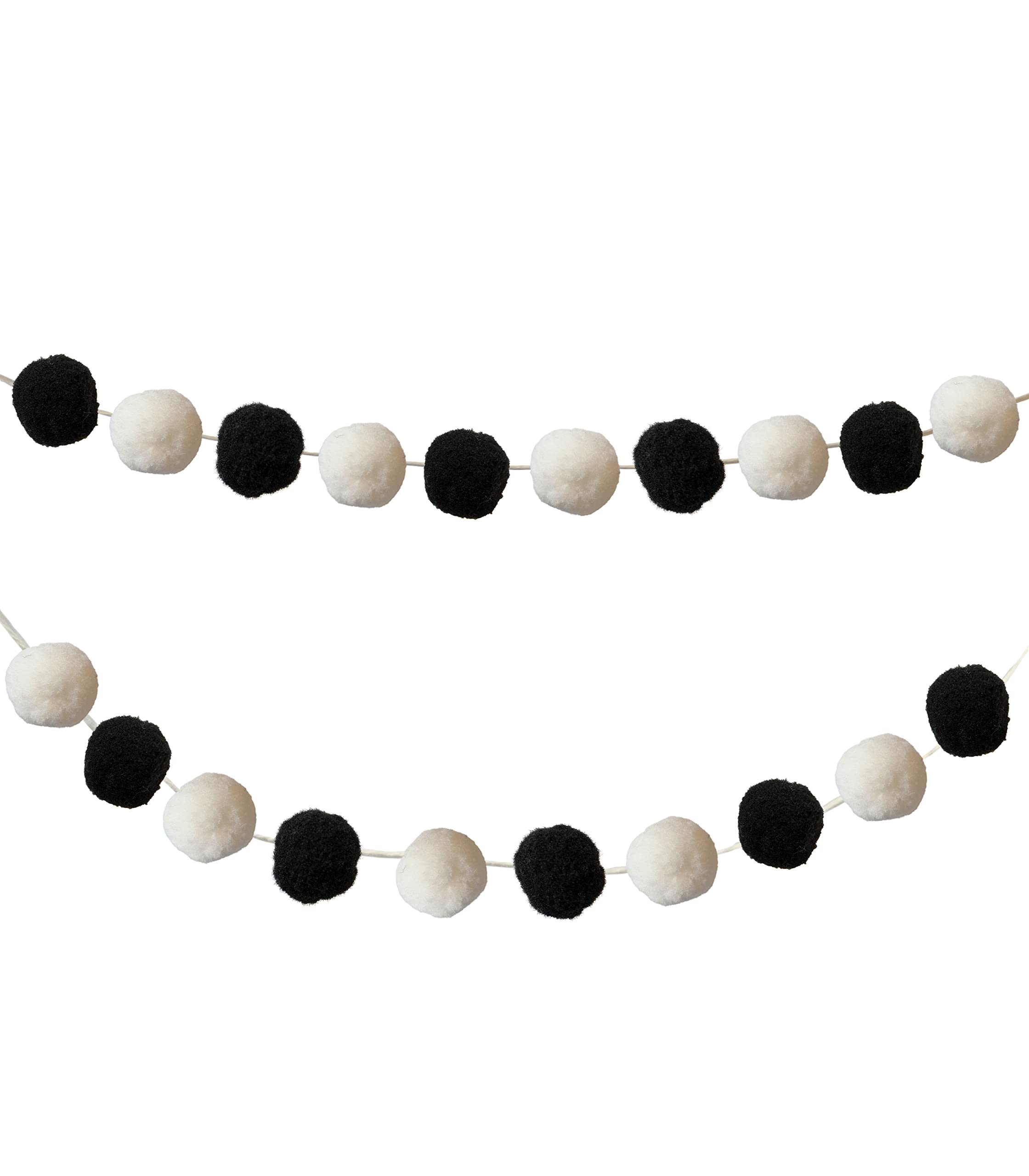BLACK AND WHITE POM GARLAND SET