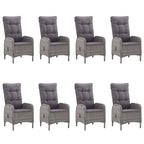 vidaXL Solid Acacia Wood Patio Dining Set 9 Piece Garden Outdoor Lawn Terrace Wooden Seat Seating Sitting Dinner Chair Furniture Poly Rattan Gray
