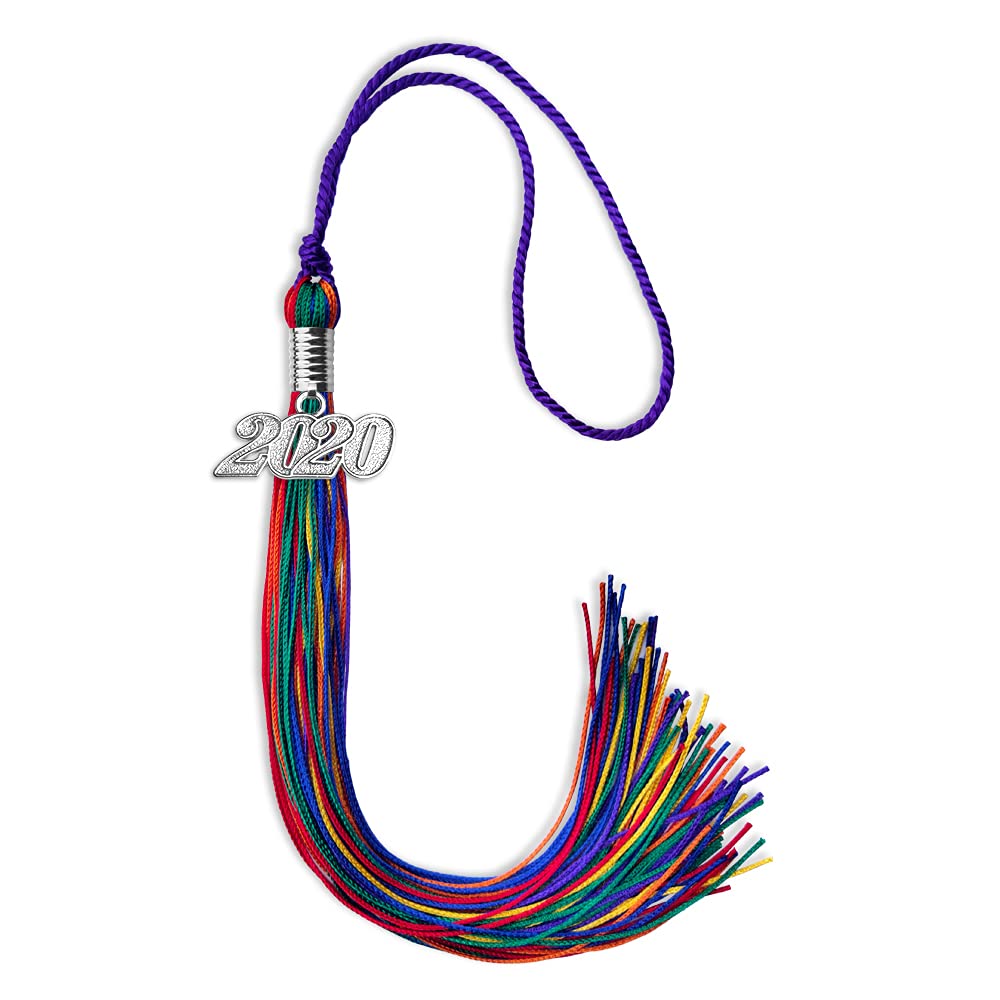 Endea Graduation Single Color Tassel with Silver Date Drop (Rainbow, 2020)