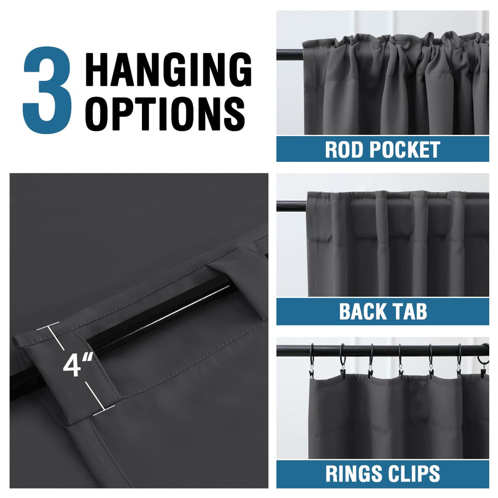 H.Versailtex Blackout Curtains Thermal Insulated Window Treatment Panels Room Darkening Blackout Drapes For Living Room Back Tab/Rod Pocket Bedroom Draperies (2 Panels, Charcoal Gray, 42 X 84 Inch)