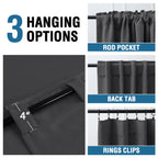 H.Versailtex Blackout Curtains Thermal Insulated Window Treatment Panels Room Darkening Blackout Drapes For Living Room Back Tab/Rod Pocket Bedroom Draperies (2 Panels, Charcoal Gray, 42 X 84 Inch)