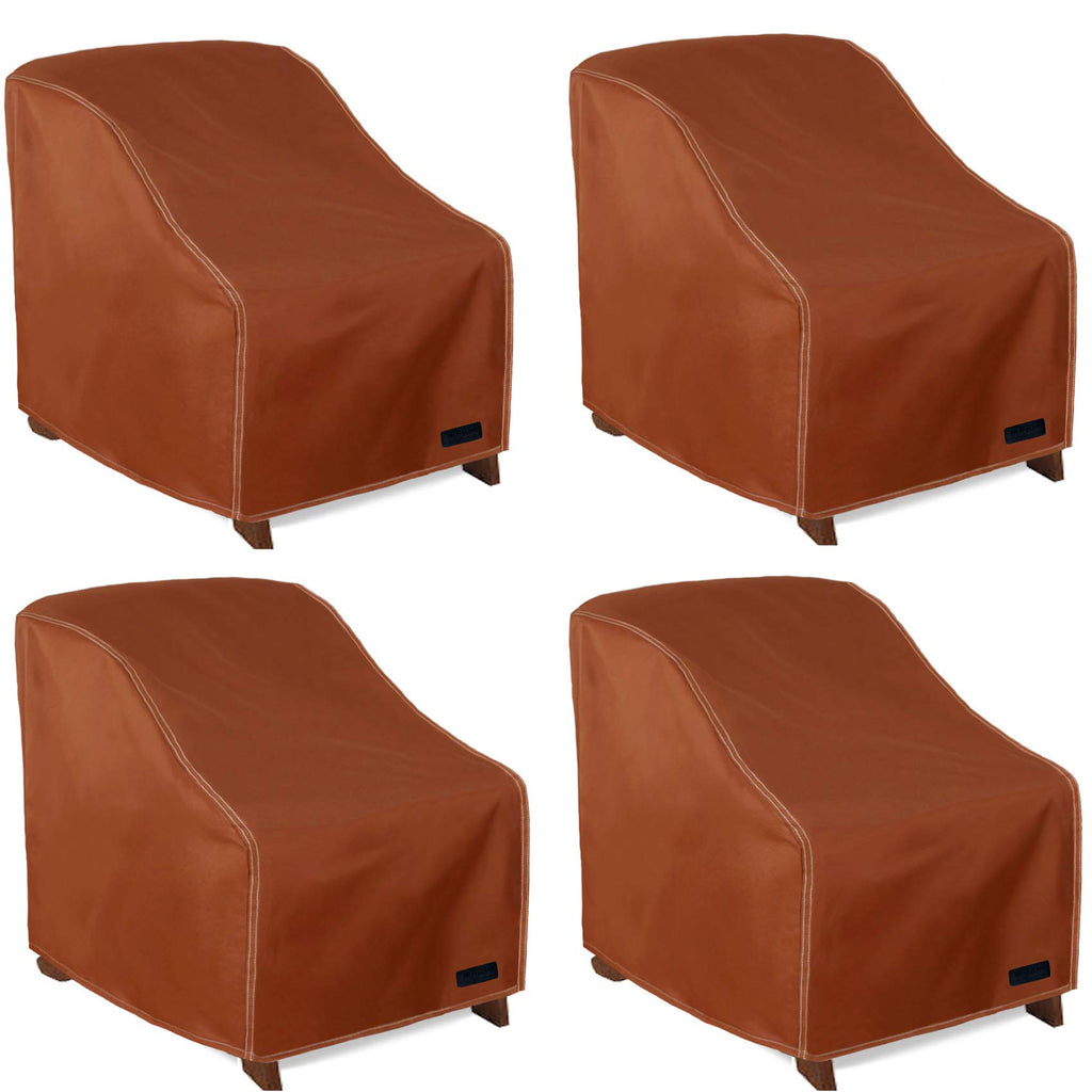 Nettypro Patio Chair Covers For Outdoor Furniture 4 Pack, Waterproof Heavy Duty Lawn Patio Furniture Cover Deep Seat Dining Chair Covers Small, 28W X 30D X 28H Inches, Brown