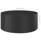 vidaXL Tea Table Black 26.8"x26.8"x11.8" Poly Rattan