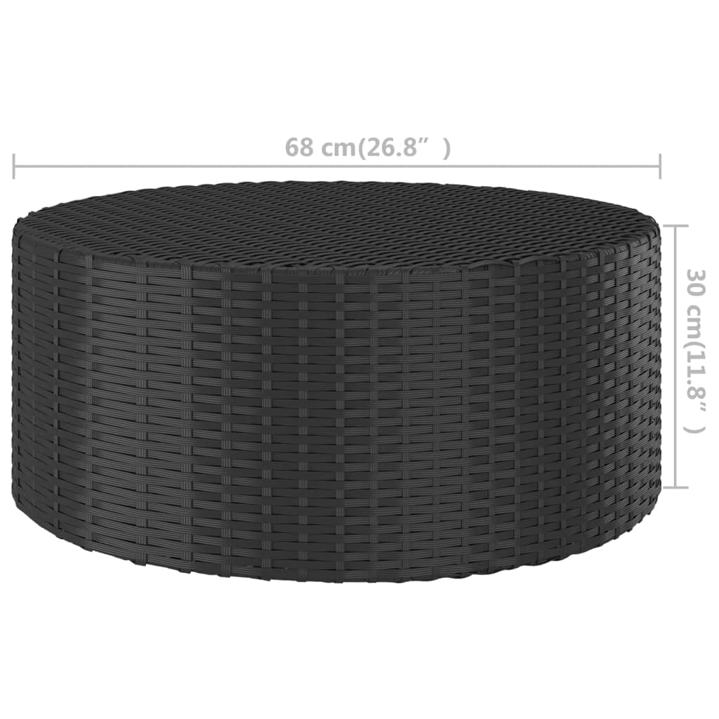 vidaXL Tea Table Black 26.8"x26.8"x11.8" Poly Rattan