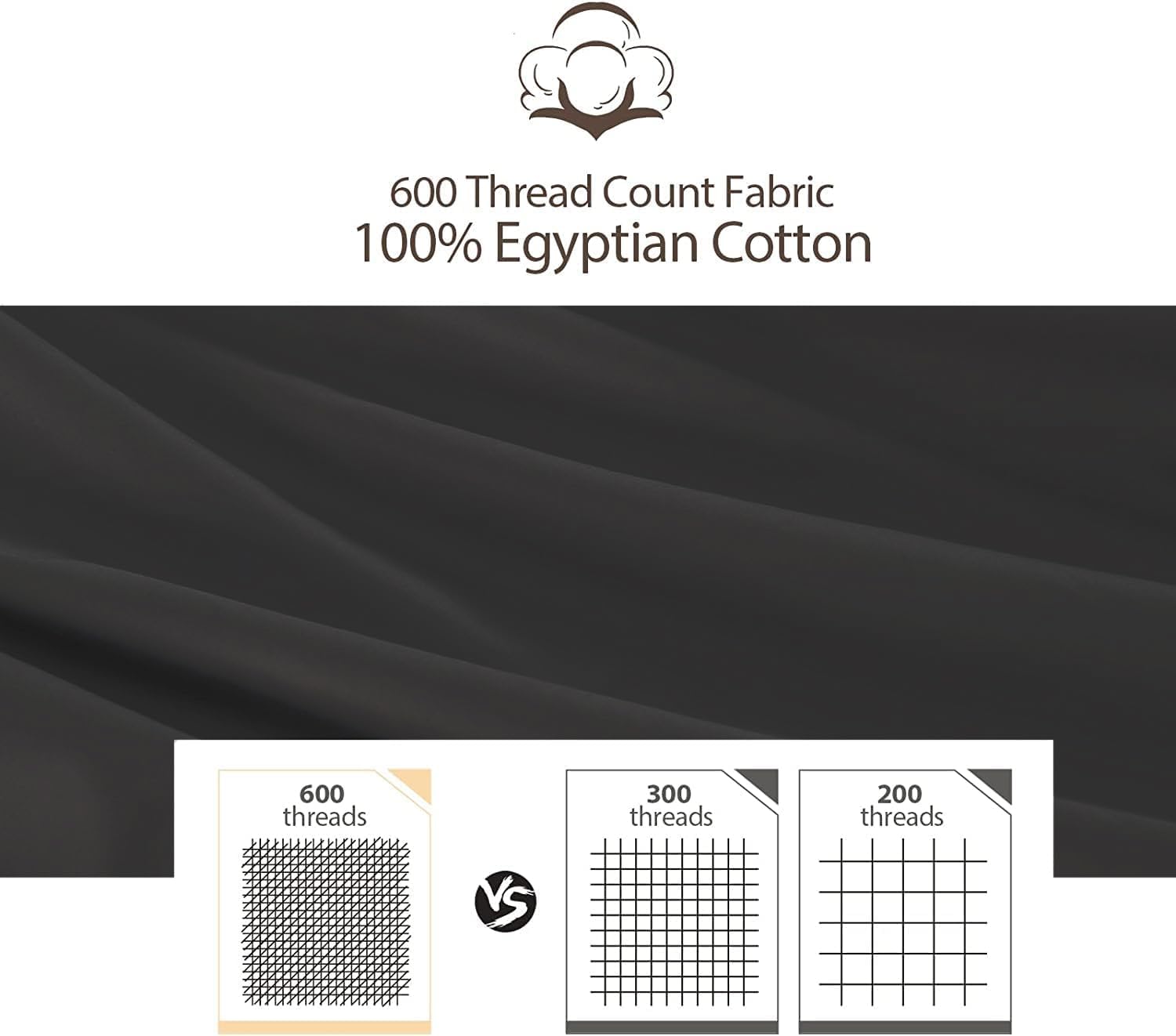 100% Egyptian Cotton Pillow Protectors Set Of 4, 600 Thread Count Standard Size Bed Pillow Cases With Zipper, Sateen Weave Cooli