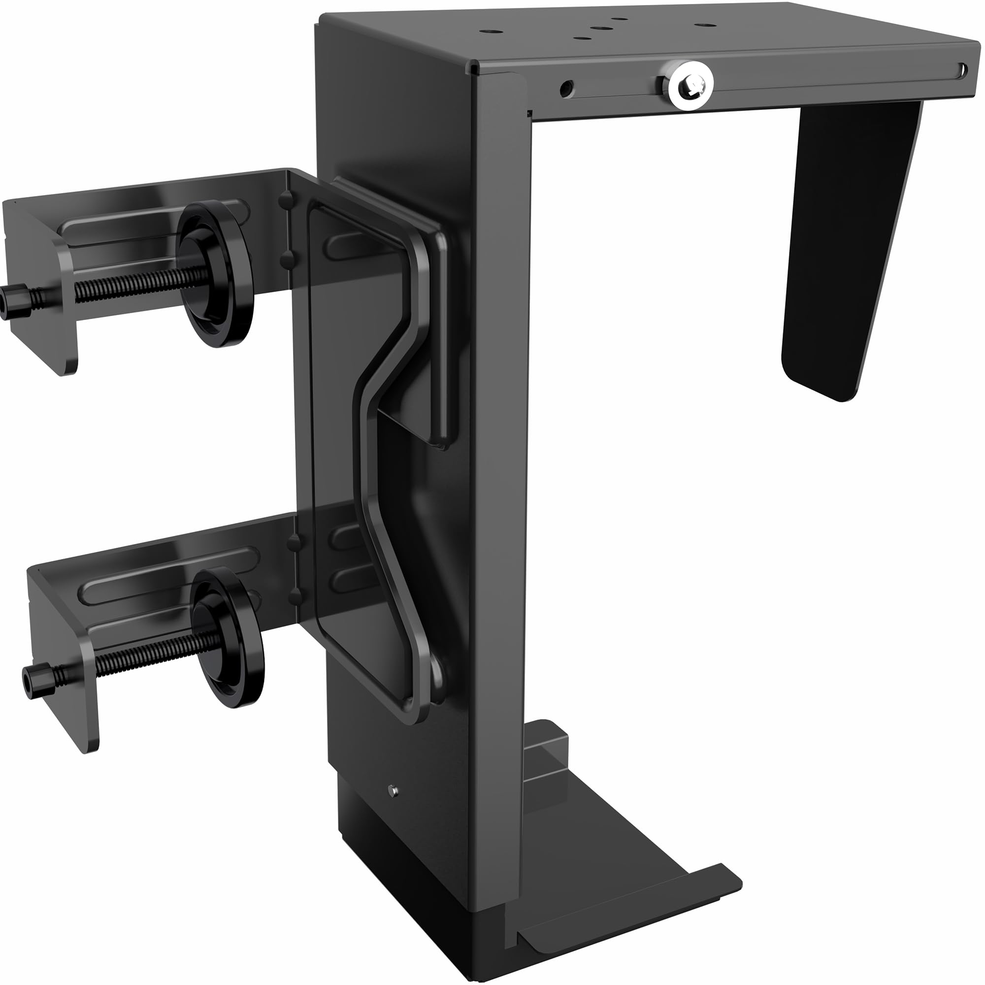 VIVO Adjustable Clamp-on Desk Leg Large PC Mount, Under Desk CPU Storage, Computer Case Holder with Tool-Free Installation, Blac