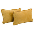 Blazing Needles Corded Solid Microsuede Rectangular Throw Pillows with Inserts (Set of 2), 20" by 12", Lemon