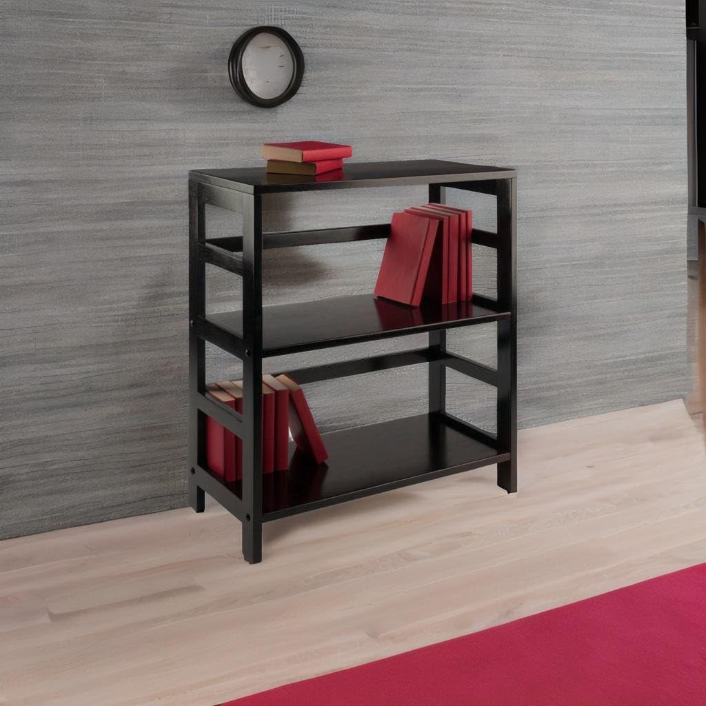 Ergode Elegant 2-Tier Espresso Storage Shelf | Wide Sections | Leo Collection | Organize Books, Toys, Magazines, Accessories | 25.2'W x 11.2'D x 25.2'H | Solid & Composite Wood | Assembly Required