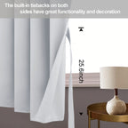 Jiuzhen Blackout Curtains With Tiebacks - Thermal Insulated, Light Blocking And Noise Reducing Grommet Curtain Drapes For Bedroom And Living Room, Set Of 2 Panels, Greyish White, 42 X 45 Inch Length