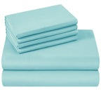 Homeideas King Size Bed Sheets - 6 Piece Set (Aqua Blue) - Extra Soft Brushed Microfiber 1800 Bedding Sheets, Deep Pocket, Wrinkle & Fade Free