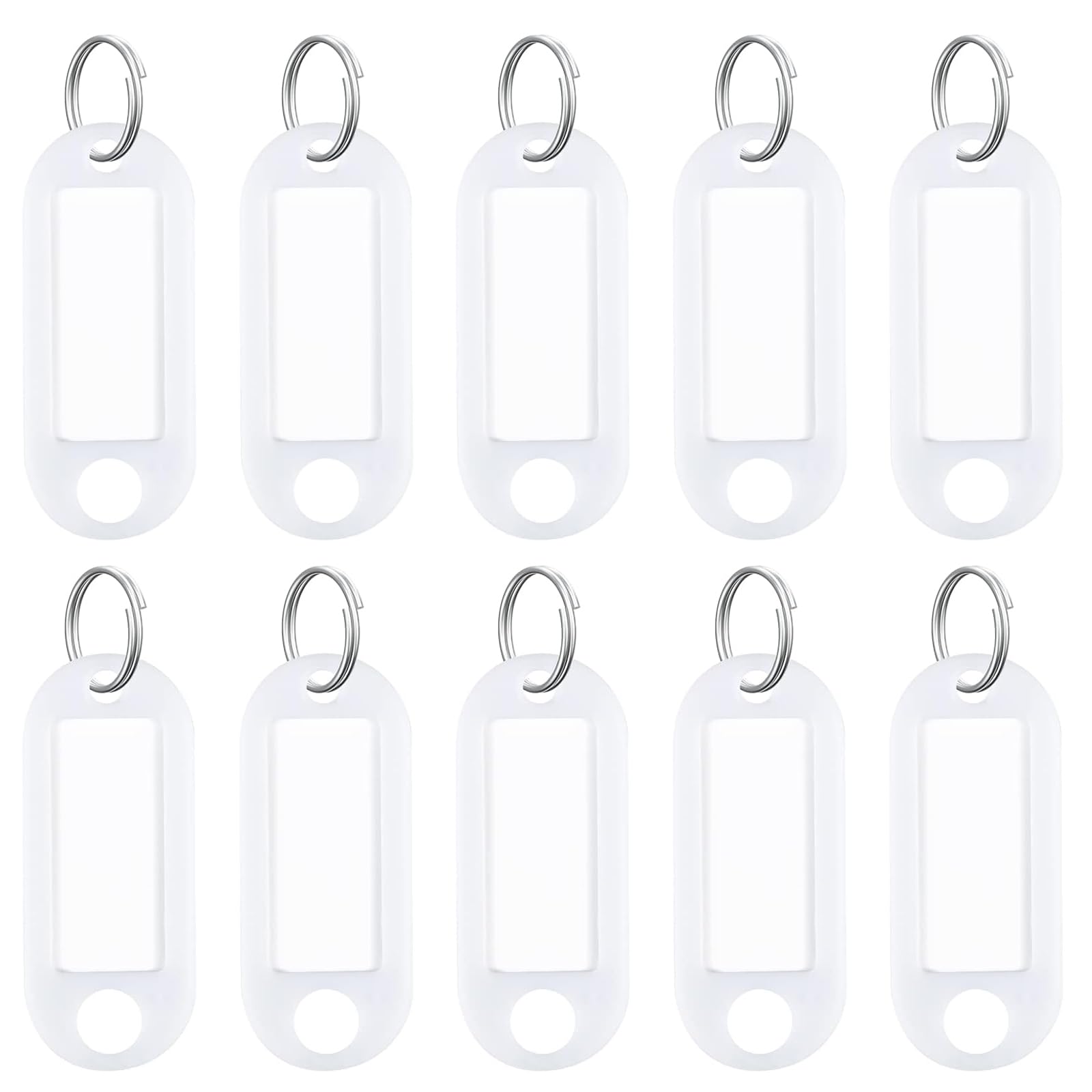 Uniclife 10 Pieces Key Tags 2 Inch Soft Plastic Key Chain Tags With Blank Paper Labels Clear Windows Protective Films And Split