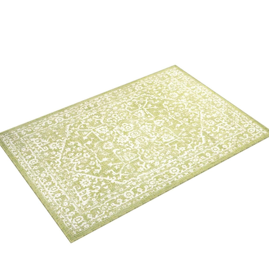 Jonathan Y Smb104D-4 Malta Bohemian Medallion Textured Weave Indoor Outdoor Area Rug, Coastal Traditional Transitional Easy Cleaning,Bedroom,Kitchen,Backyard,Patio,Non Shedding 4 X 6, Green/Cream