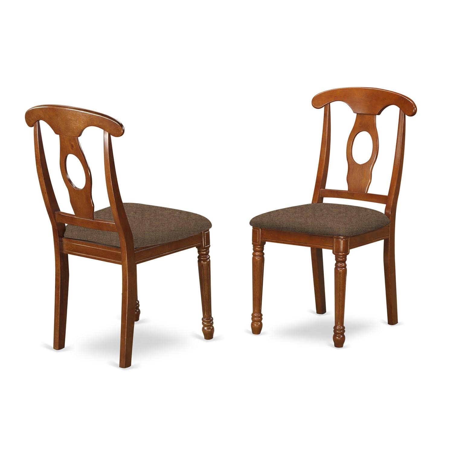 East West Furniture PSNA3-SBR-C 3 Piece Kitchen Table Set Contains a Rectangle Dining Room Table with Butterfly Leaf and 2 Linen Fabric Upholstered Dining Chairs, 32x60 Inch, Saddle Brown