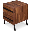 Acme Karine 2 Drawer Wooden End Table in Walnut and Sandy Black
