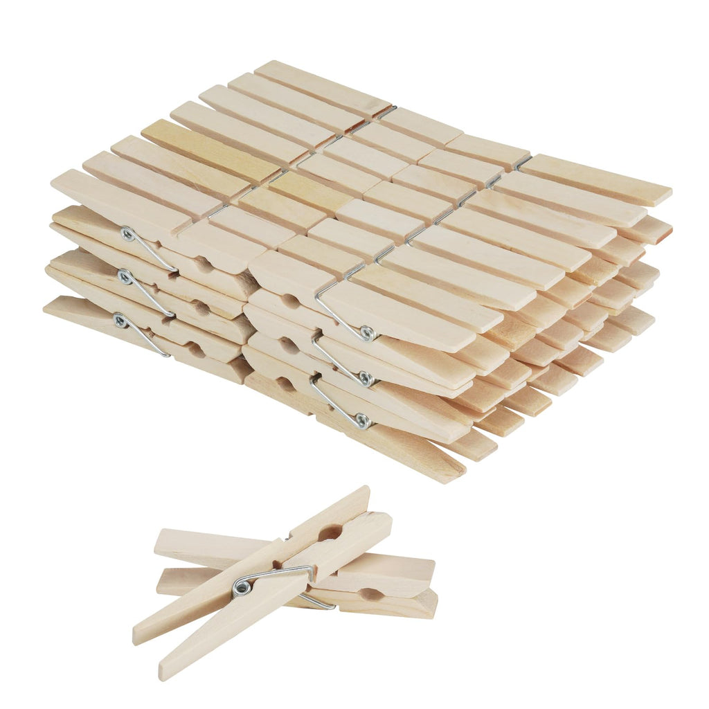 KTOJOY Wooden Clothes Pins,50 Pack, 2.9 Inch, Large Natural Birchwood Rust, Moisture Resistant Clothes Pegs, Heavy Duty Wooden C