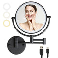 LEDOOLE Wall Mounted Makeup Mirror with Lights and 10X Magnification, 8-Inch Rechargeable Double Sided Magnifying, Touch Dimmabl