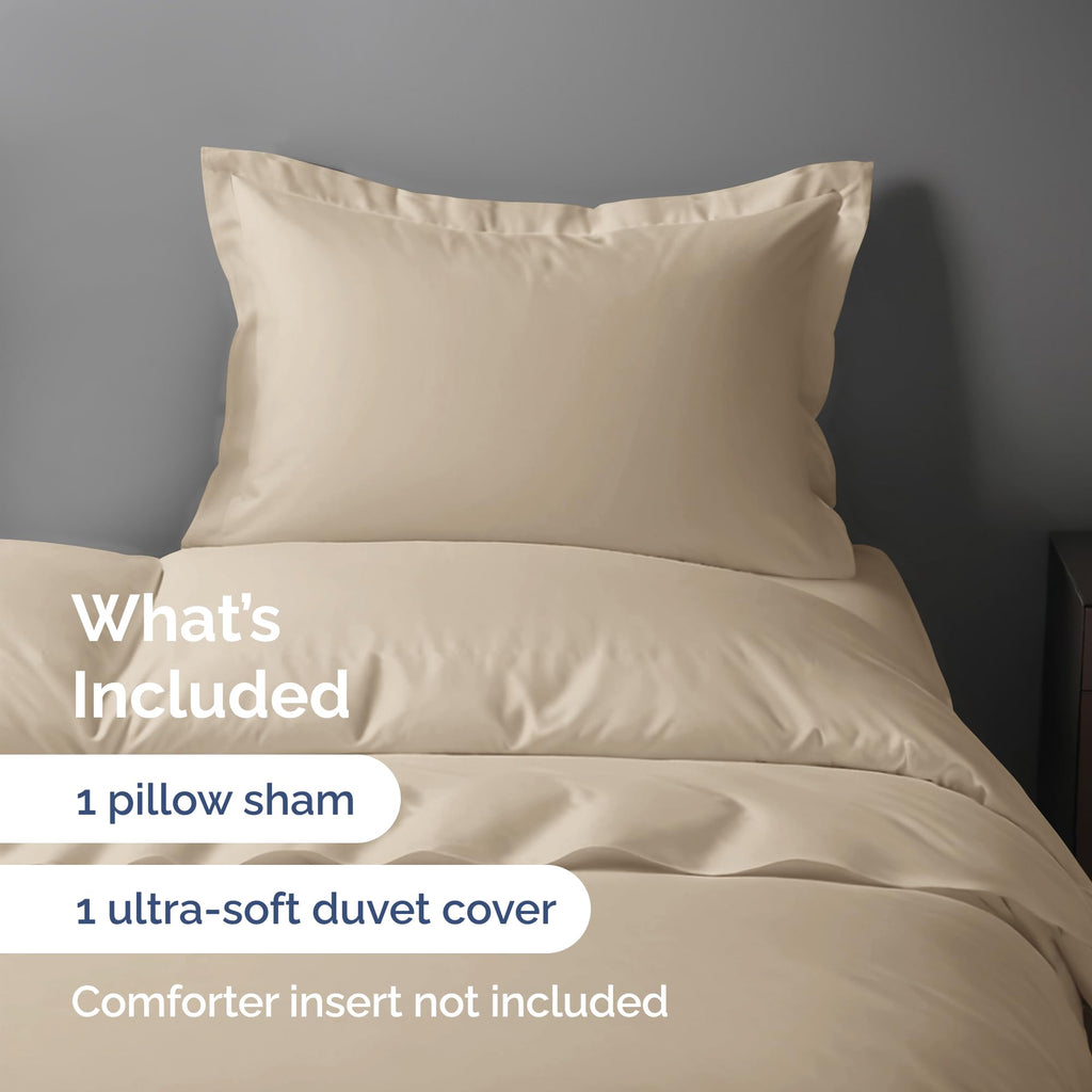 Duvet Cover Twin Size Set - Extra Soft Twin/Twin Xl Size Duvet Cover - 68' X 90' Twin Duvet Cover W/ 1 Pillow Sham - Easy Care & Fade Free - Hotel Luxury Duvet Cover W/ Zipper Closures & Ties (Wheat)