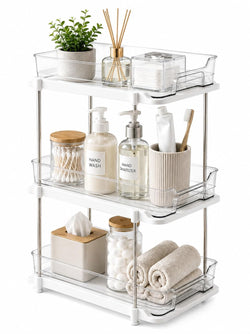 Mechdel 3Tier Under Sink Organizer With PullOut Sliding Drawers | MultiPurpose Kitchen & Bathroom Storage Rack | Clear Counte