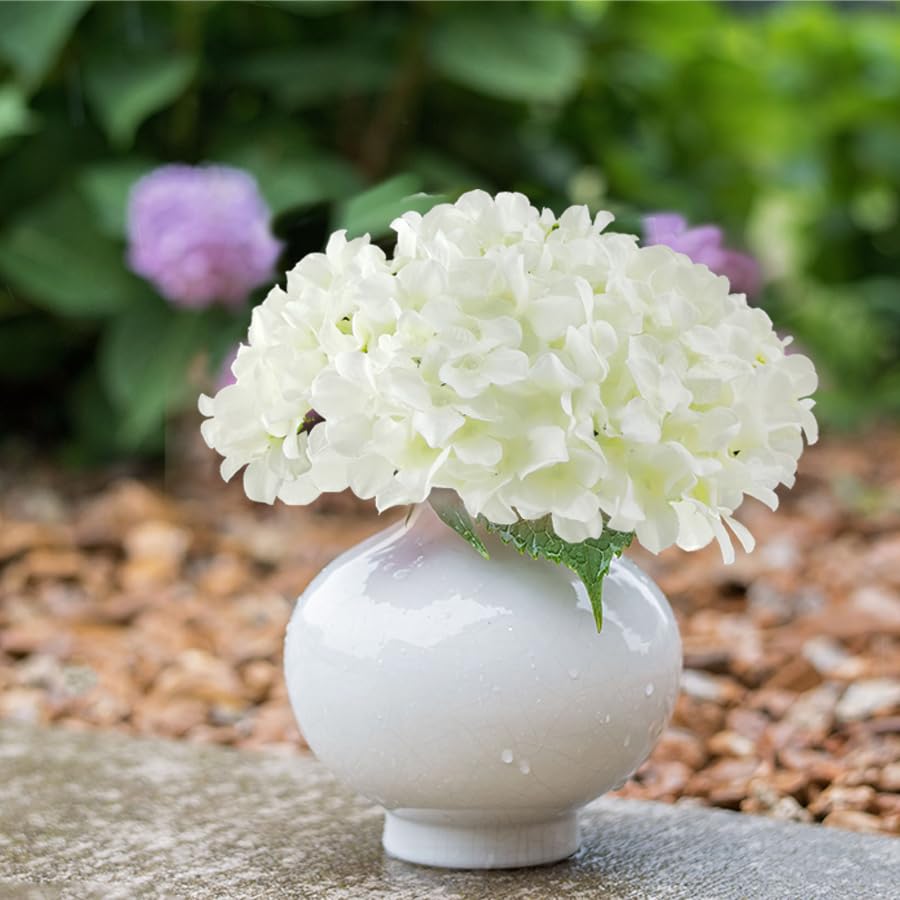 Cherica 20 Pcs White Hydrangea Artificial Flowers Bulk, Faux Hydrangea Flowers Heads, Artificial Fake Silk Hydrangea Flowers Wit