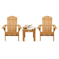 Vingli Folding Wooden Adirondack Chair Set Of 2 And Table Set, Fire Pit Seating Ergonomic Design, Folding Outdoor Patio Lounger Armchair Lawn Chairs Furniture W/Natural Finish, For Beach, Balcony