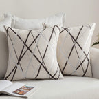 MIULEE Pack of 2 Decorative Throw Pillow Covers Christmas Woven Textured Chenille Cozy Modern Concise Soft Beige Square Cushion 