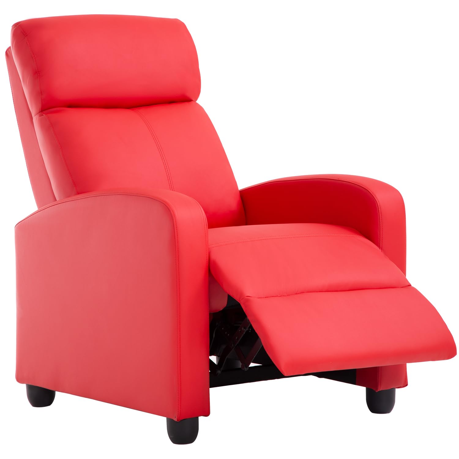 BestMassage | Recliner Chair | No Massage Function | Pu Red | with Lumbar Support, Adjustable Push Back, Wide Armrests, Footrest