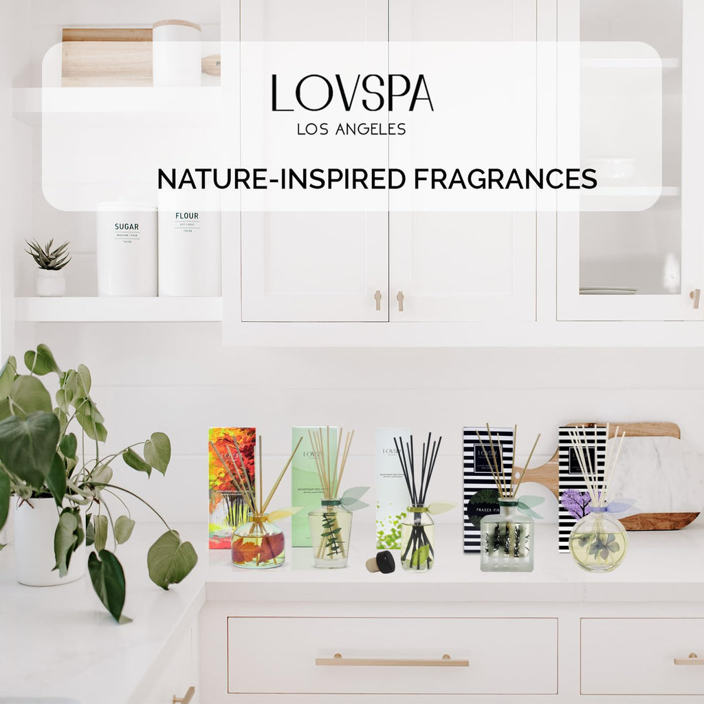 Lovspa Holiday Spiced Red Currant & Woods Reed Diffuser Set - Red Currants, Pine, Cranberries, Cedar Wood & Juniper - Perfect Se