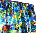 Tropical, Blue, Fish, Window, Curtain Valance, Handmade Cotton Fabric