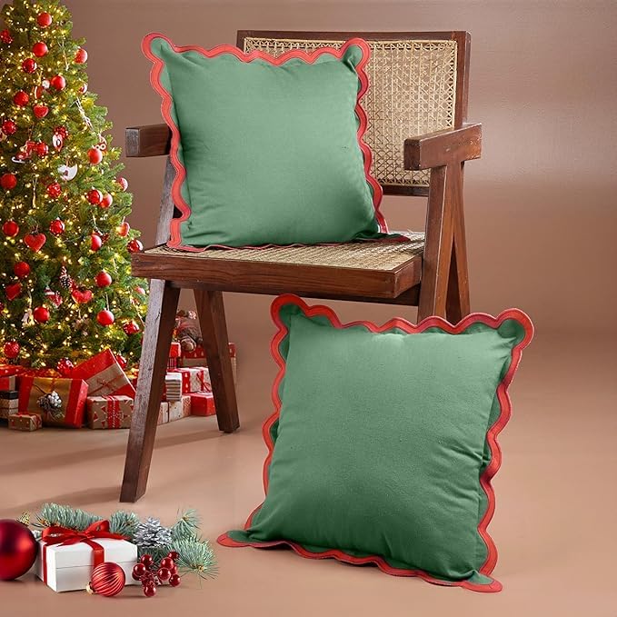 Folkulture Christmas Pillow Covers 20X20, Decorative Couch Pillows For Living Room, 100% Cotton Boho Pillow Case Or Cute Outdoor