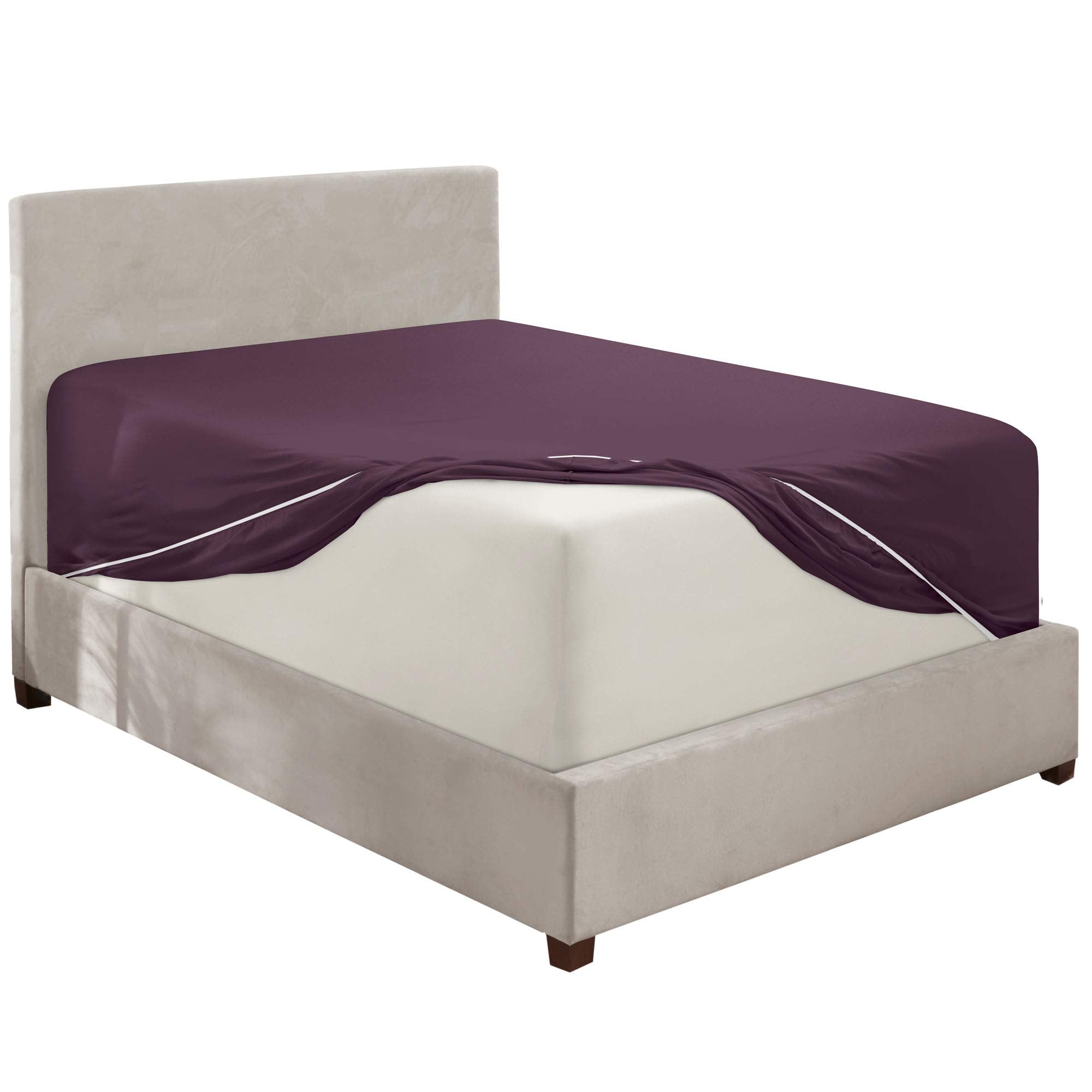Nestl Extra Deep Pocket Full Fitted Sheet, Purple Full Size Fitted Sheet Only, 1800 Microfiber Fitted Bed Sheet, Ultra Soft Full Bed Fitted Sheet Fits Up To 24 Inch Mattress