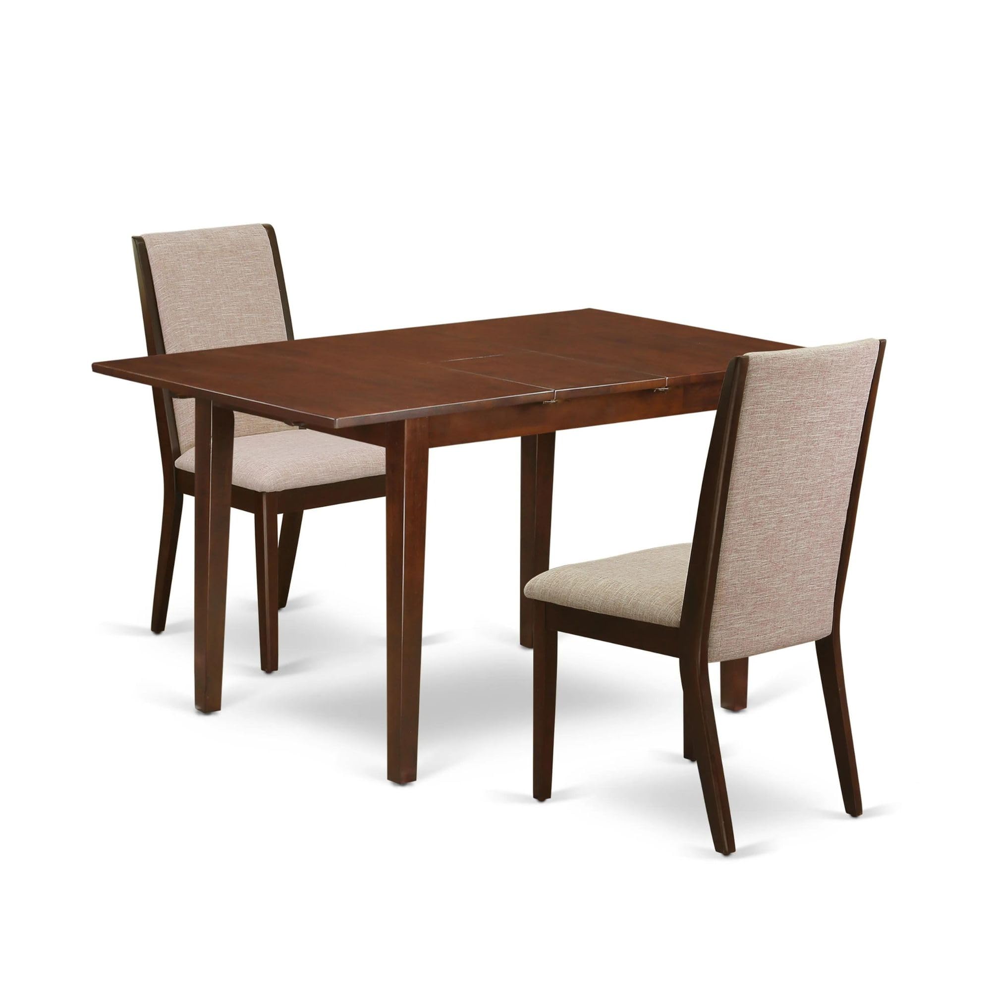 East West Furniture NFLA3-MAH-04 3 Piece Dining Room Table Set Contains a Rectangle Kitchen Table with Butterfly Leaf and 2 Ligh