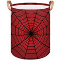 PATTERNFUL Collapsible Laundry Hamper Basket, Red Spider Web Round Laundry Basket with Leather Handle Storage Organizer Bin for 