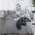 CLOTHKNOW Striped Comforter Set California King 3Pcs Black White Bedding Comforter Sets Farmhouse Comforter Ticking Black Comfor