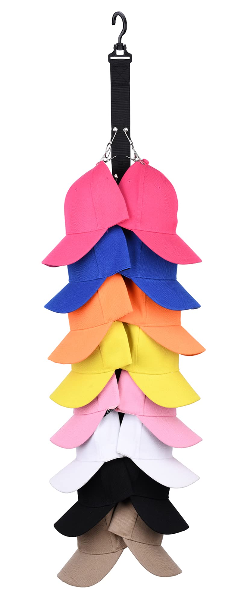 Closet Hanging Cap Organizer, 16 Baseball Cap Rack, Closet Hook Cap Holder Hat Storage Organizer - Keep Hats Cleaner Than a Hat 