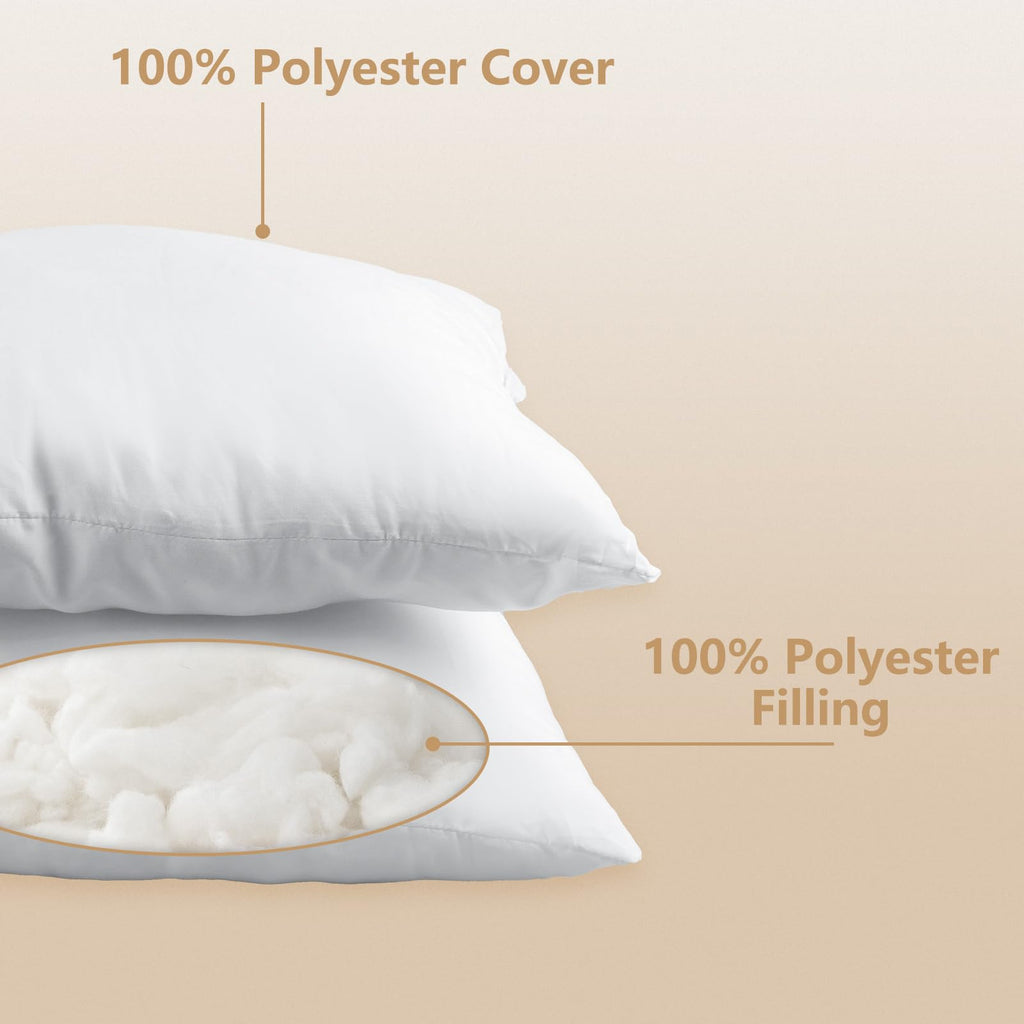 Obruosci Luxury Throw Pillow Inserts, Pack Of 8, 18 X 18 Inches Hypoallergenic Ultra Soft White Polyester Microfiber Durable Cou