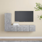 vidaXL TV Cabinet Set 3 Piece Home Living Room Furniture TV Stand HiFi Stereo Cabinet Media Unit Entertainment Center Concrete Gray Engineered Wood