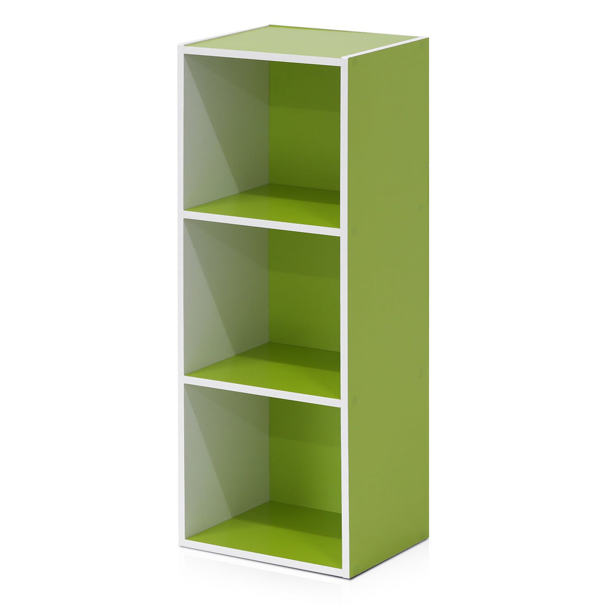 Furinno Pasir 3Tier Open Shelf Bookcase, White/Green 11003Wh/Gr
