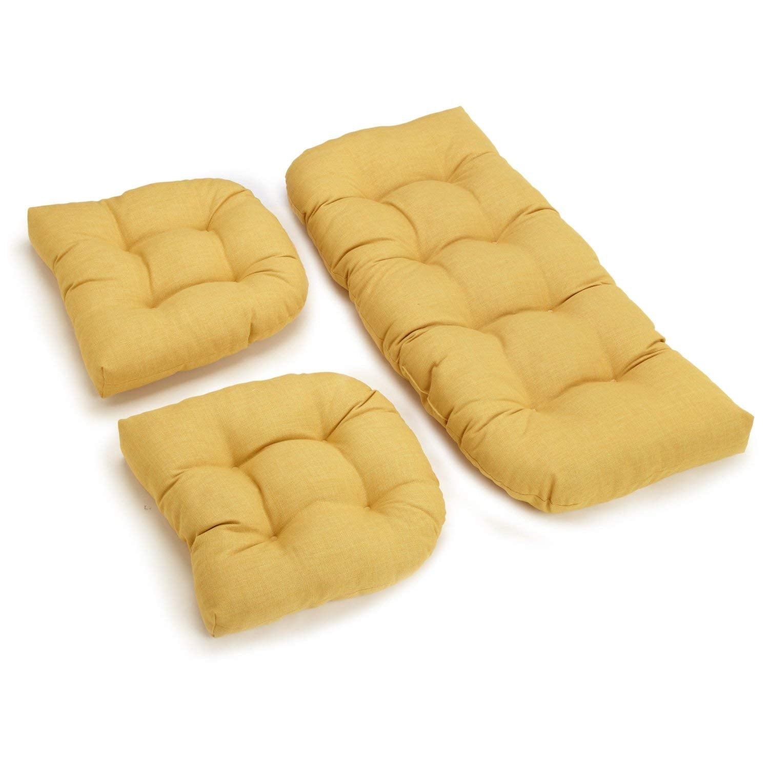 Blazing Needles Indoor/Outdoor Rounded Back Settee Cushion Set, Lemon 3 Count