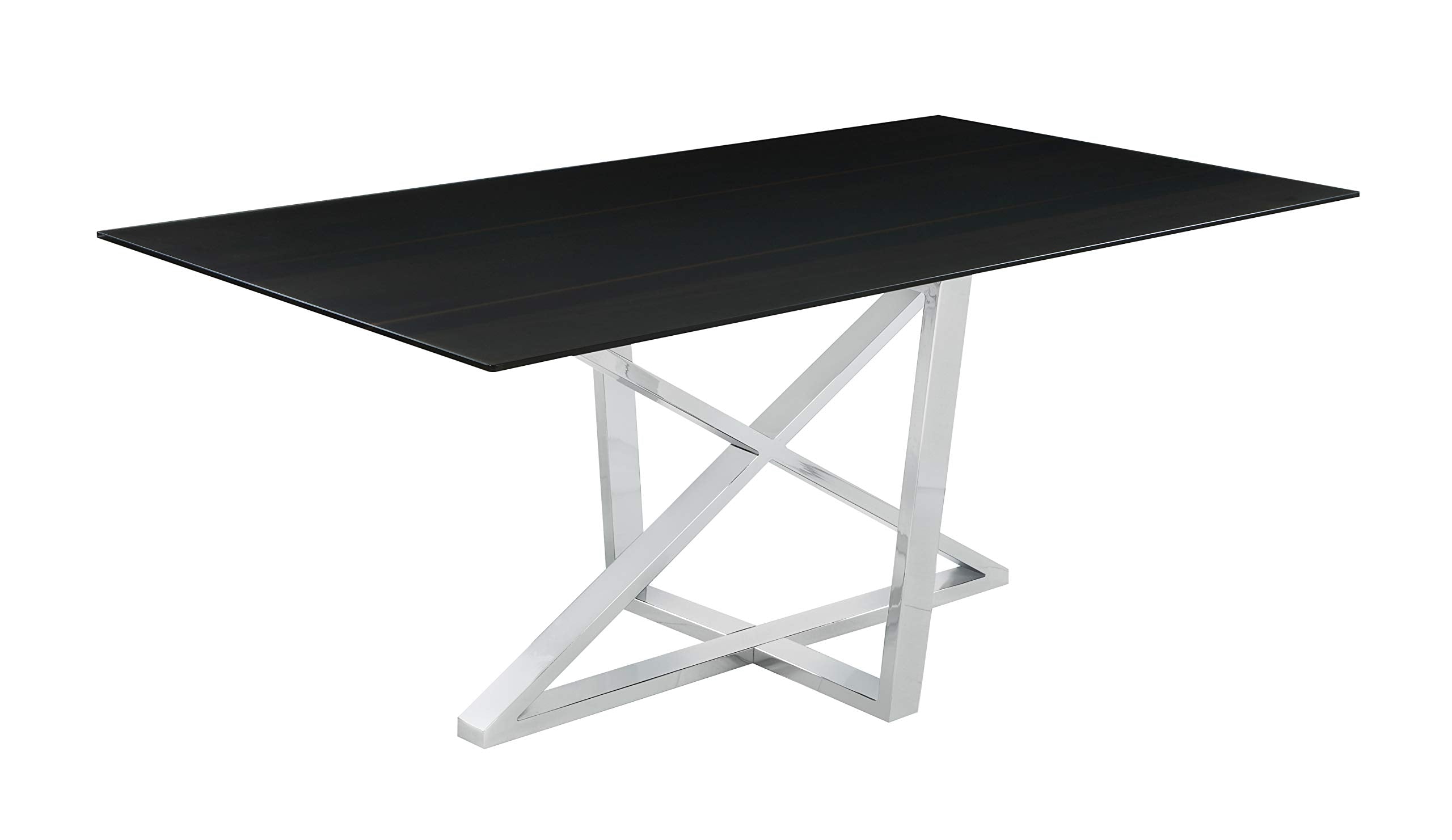 Coaster Furniture Neveen Rectangular X-Cross Black and Chrome Dining Table 110191