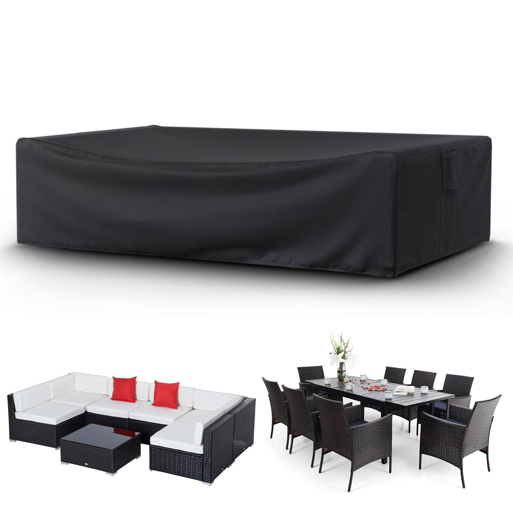 Startwo Patio Furniture Covers Waterprpoof, Tear Resistant Rectangular Outdoor Furniture Set Cover For Table And Chairs, Outdoor Sectional Sofa Cover, 111'L X 74'W X 28'H