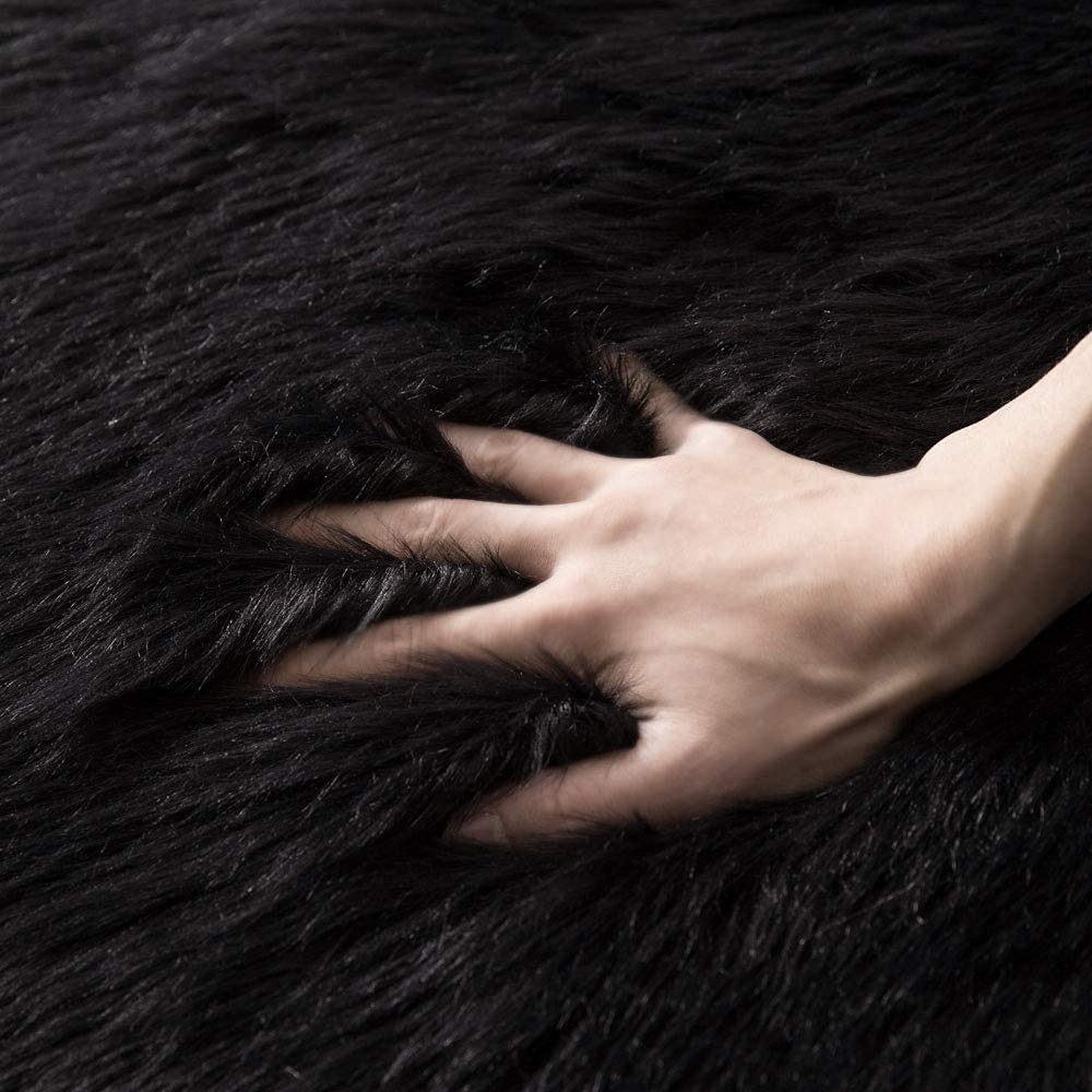 Miulee Fluffy Rug Soft Shaggy Faux Fur Area Rug Luxury Plush Sheepskin Carpet For Halloween Bedroom Living Room Sofa Chair 2 X 3