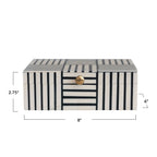 Bloomingville Modern Resin Striped Block Pattern And Gold Clasp, Black And White Box