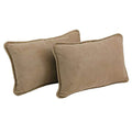 Blazing Needles Corded Solid Microsuede Rectangular Throw Pillows with Inserts (Set of 2), 20" by 12", Java