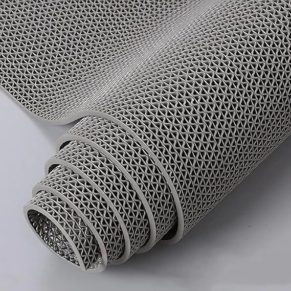 Mahira Anti Skid Rubber Mat Gray, 2x10 Ft, 5MM, Multipurpose Rubber Doormat with Drainage Hole for Home Floor, Bathroom, Shower 