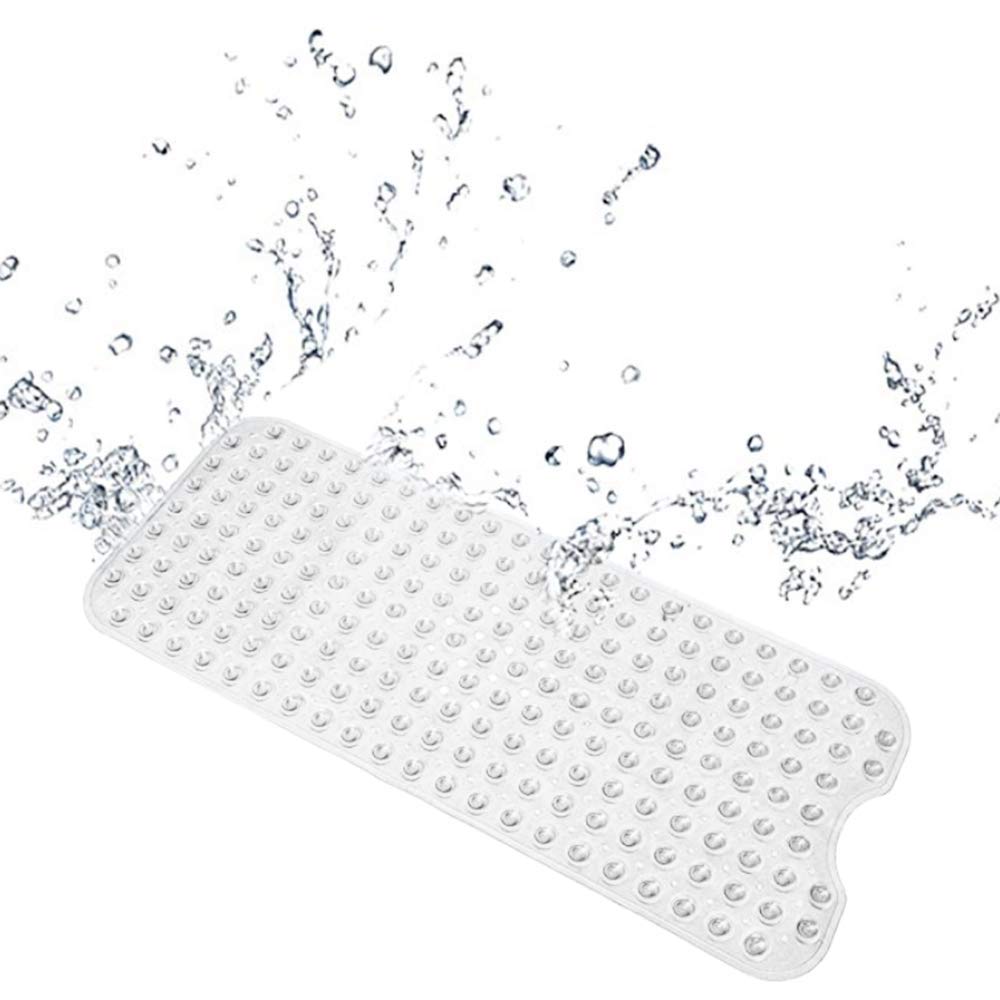 Wrixty Non Anti Slip Vinyl Silicon PVC Soft Rubber Bath Mat with Pebble Drain Holes Design and Suction Cup (Transparent, 100 x 4