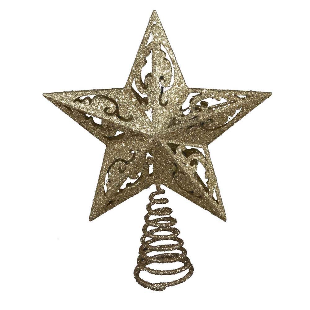 Kurt Adler H9100 8-Inch Gold Glittered 5 Point Star Treetop