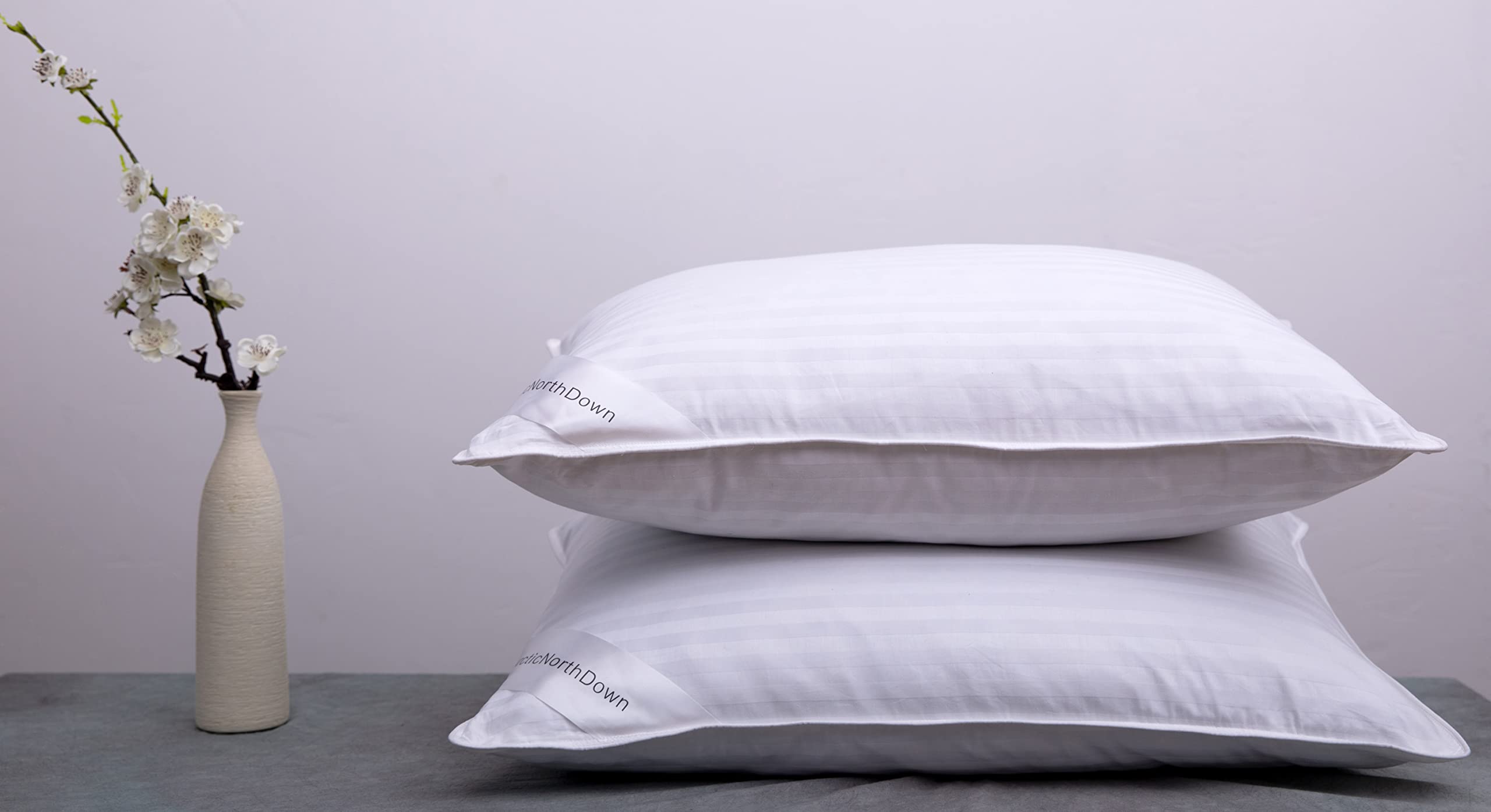 Arcticnorthdown Goose Down Feather Hotel Collection Bed Pillows For Sleeping Pair Standard Pillows For Back, Stomach Or Side Sle